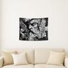 Mythical Bearded Man Black White Tapestry, Winged Divine Face Vintage Decorative Wall Hanging, Ethereal Tapestries Aesthetic for