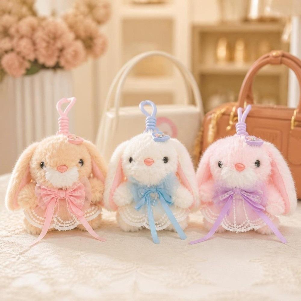 Kawaii Rabbit Plush Keychain Bag Hanging Rabbit Plush Toy Cartoon Bunny Doll Pendant  Backpack