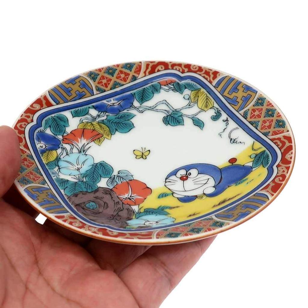 Kinsho Pottery Kutani Ware Small Shozo Colored Gold Made in Multi "Doraemon" Plate, Style, Brocade, 008149, Japan, 12cm,