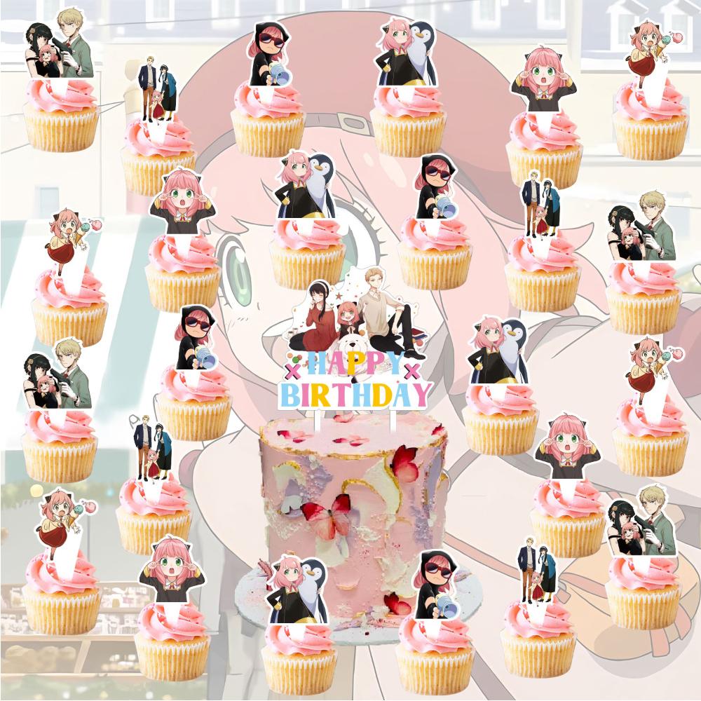 32pcs Spy Family Party Supplies Includes a Banner, Cake Toppers, Balloons