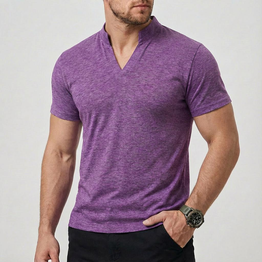 Men's Solid Color Short Sleeve Tops Men's Casual Fashion Short Sleeve Tops