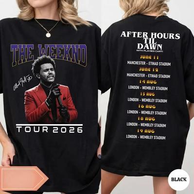 Hot Sale Rapper The Weeknd After Hour Till Dawn World Tour 2026 T-shirt Men Women Cotton Clothing Harajuku Hip Hop Punk T-shirt