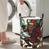 Japanese Woodcut Krampus Folding Laundry Baskets Dirty Clothes Sundries Storage Basket Large Waterproof Hamper