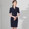 Navy Blue Short Sleeve Slimming Work Dress for Women