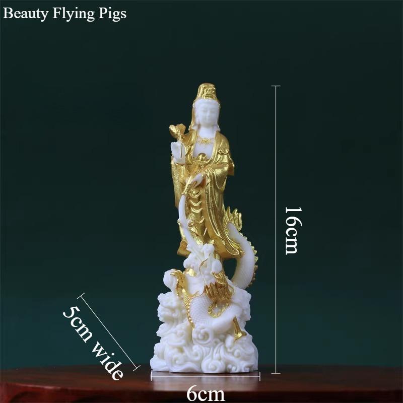 1pc Ivory Fruit Powder Guanyin Ornament Yulong Guanyin Statue Living Room Desktop Decoration Feng Shui Ornaments Home Decoration