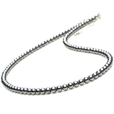 [OVER-9] Terahertz Power Stone Necklace, 4mm, for Men and Women, Genuine Raw Stone, Natural Stone, Health Necklace, Far Infrared Pendant [Approx. 40cm