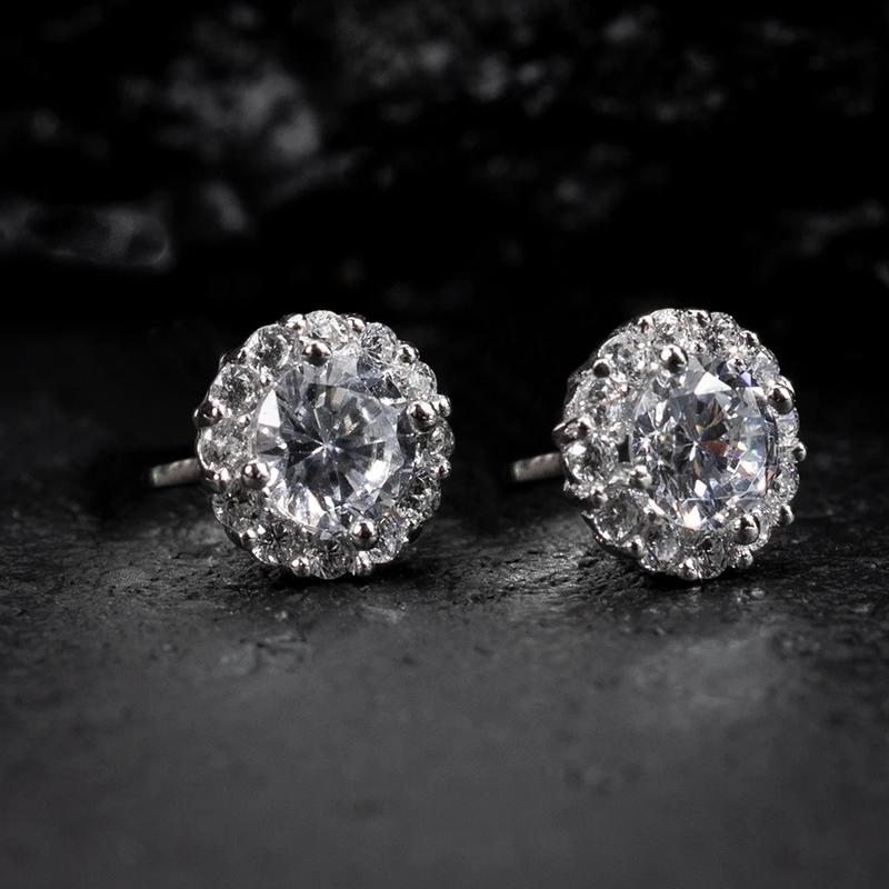 AA Cubic Zircon Stud Earrings for Women/Men Exquisite Couple Earrings Fancy Anniversary Gift Silver Color Trendy Jewelry