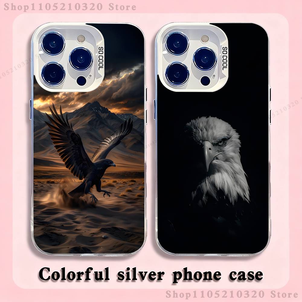 Cool Animal Eagle Art Phone Case For iPhone 17,16,15,14,13,12,11,Pro,Max,Plus,E,Air,Mini White Tpu Cover