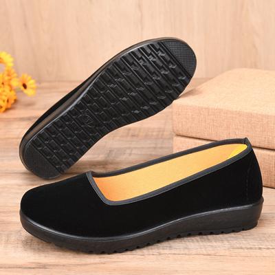 Cloth Shoes Black Belt Etiquette Shoes Hotel Flat Non-slip Square Mouth Black Cloth Shoes Dance Shoes