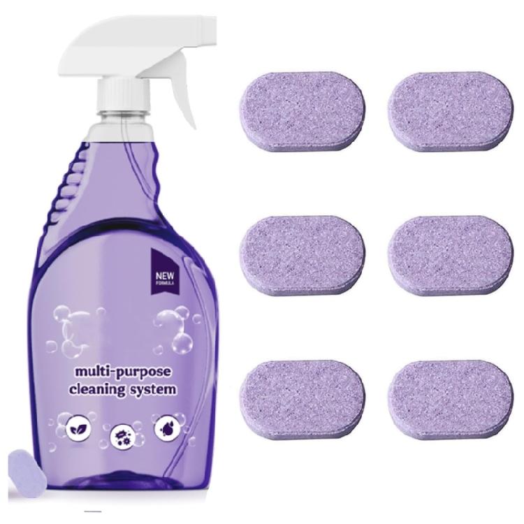 6Pcs Cleaning Tablets With Reusable Dispenser Bottle For Kitchen Countertop Sink Appliance Cleaning Nontoxic Formula