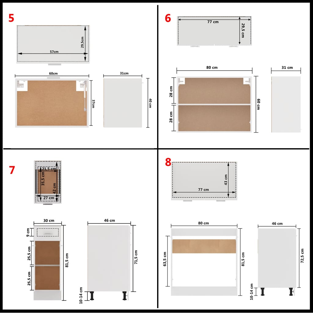 11 Piece Kitchen Set Lyon White Wood Based Material