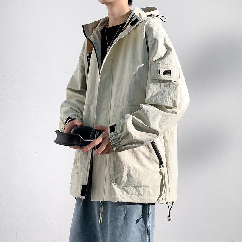 Hooded Jacket Men's Spring and Autumn Trendy Loose Handsome Casual Jacket Large Size Loose Youth Jacket Men's Jacket