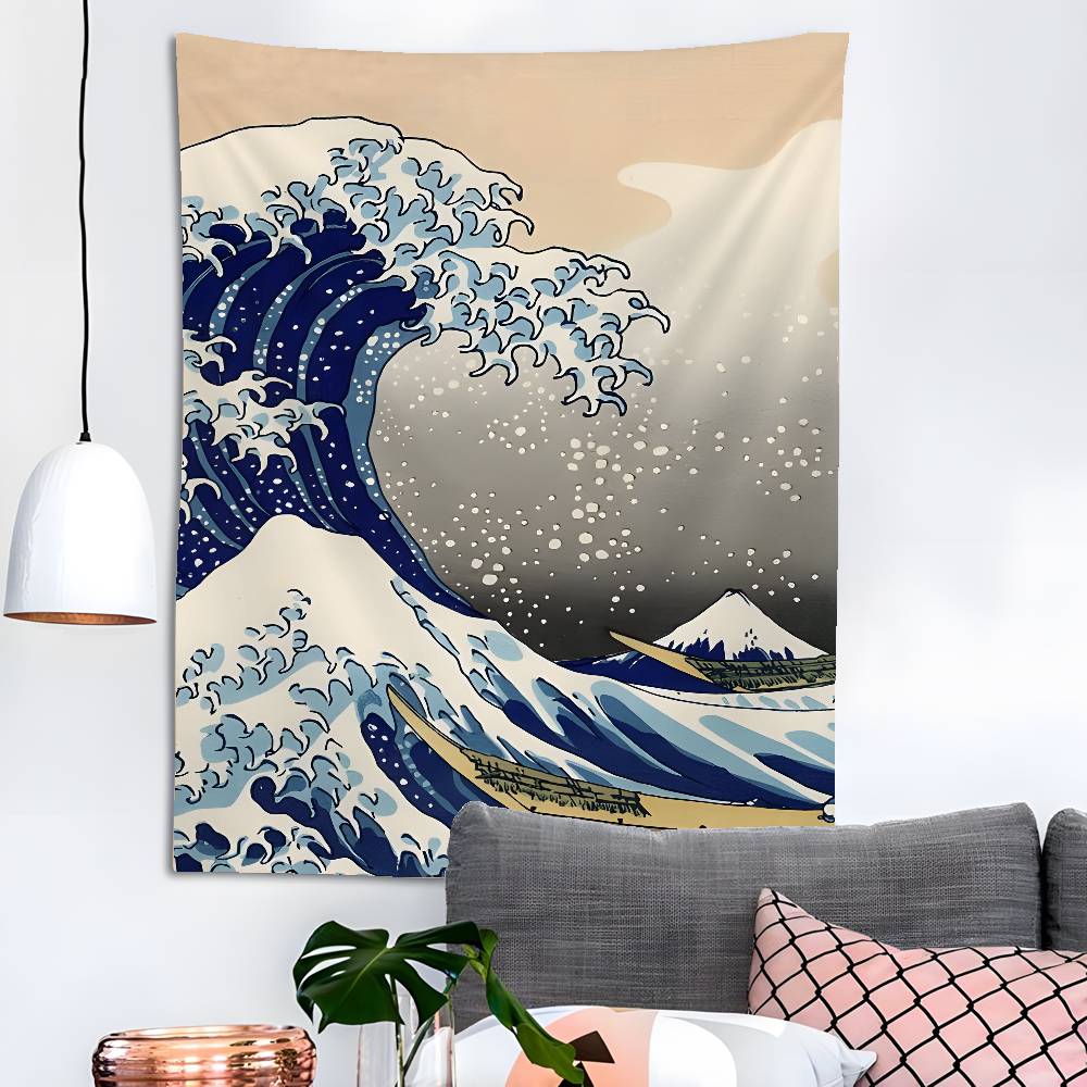 Druck Die große Welle vor Kanagawa Wandteppich Hängend Schlafsaalzimmer Tagesdecke Decke Kinderzimmer Party Heimdekoration Geschenk
