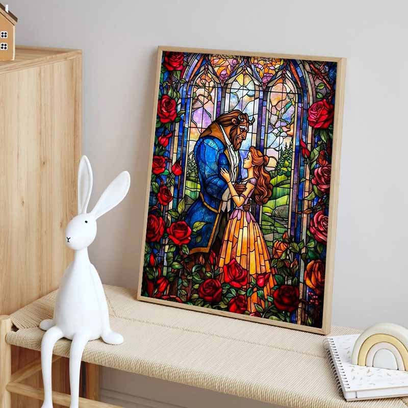 Disney Diamond Painting Beauty and The Beast 5D DIY Diamond Painting Mosaic Cartoon Embroidery Rhinestone Home Decoration Gift