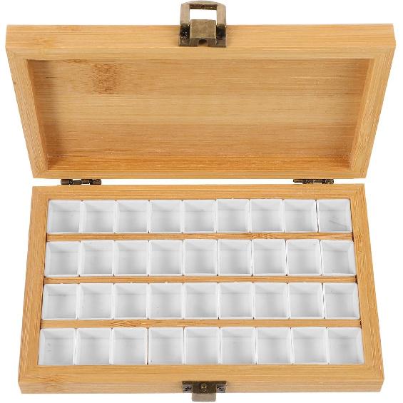 Watercolor Paint Palette 36 Empty Half Pans 4x6 Inch Wooden Travel Box Case for Acrylic Gouache Painting Amateur Hobbyists Painting Artists Lovers