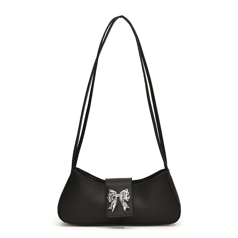 Chic Trendy 2024 Summer Crossbody Bag Fashionable Pu Shoulder Bag With Bow Design чёрный