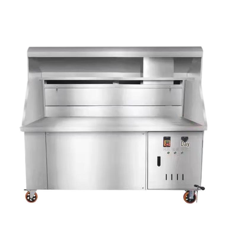 Beifu Commercial Smokeless Mobile Charcoal BBQ Grill Cart