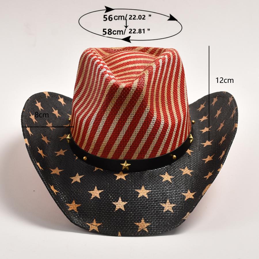 New Vintage Panama Paper Grass Hat for Men's and Women's Fashion Printing Western Cowboy Hat Outdoor Travel Beach Sun Hat