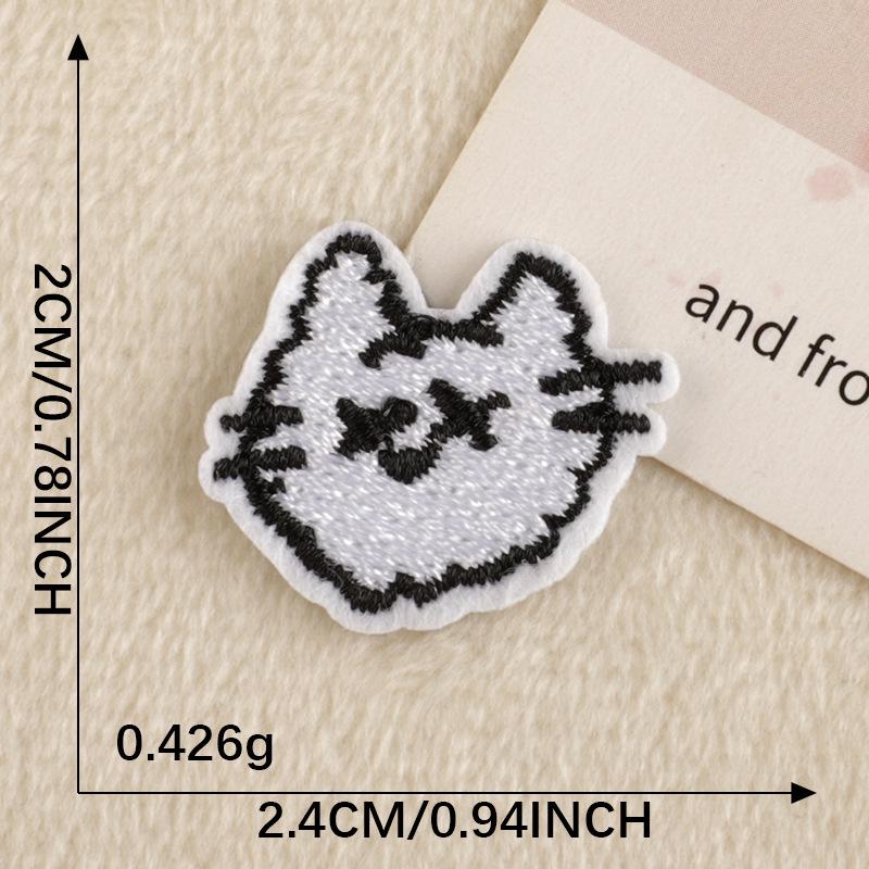 Korean Cat and Bowl Embroidery Iron-On Patch for DIY Journals