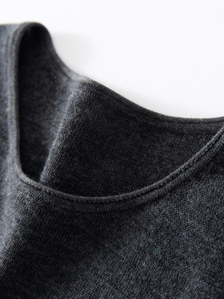 2026 Spring Seamless Round Neck Fine Knit Base Layer Shirt - 18 Gauge Superfine Wool