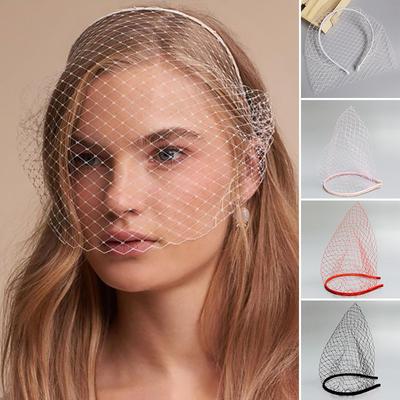1 x Retro-Schleier-Stirnband, Braut-Kopfschmuck, Vogelkäfig-Fascinator, Netz-Netz-Kopfbedeckung