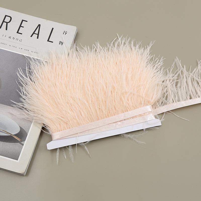 Color 8-10 Cm Ostrich Hair Cloth Edge Clothing Cuffs Hem Ostrich Feather Strips Cloth With Accessories Lace