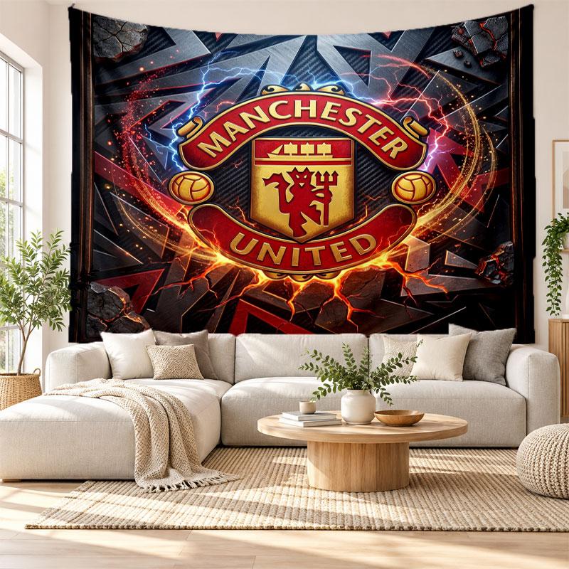 Manchester United Wall Tapestry, Soft Fabric Wall Hanging, Decorative Backdrop For Bedroom Home Wall Art