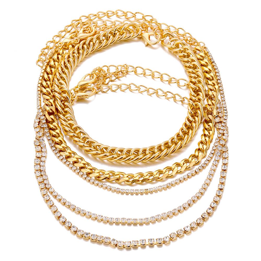 Retro Thick Chain Bracelet Set - Retro Bracelets - Women's Hand Chain Set