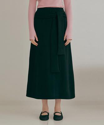 ODER Wrap Cotton Banded Skirt-Black