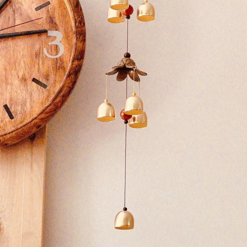 Double Metal Bell Pendant Wind Chime, Brass Color Bell Hanging Decoration, Suitable For Home Patio Wall Hanging, Gift For Friend