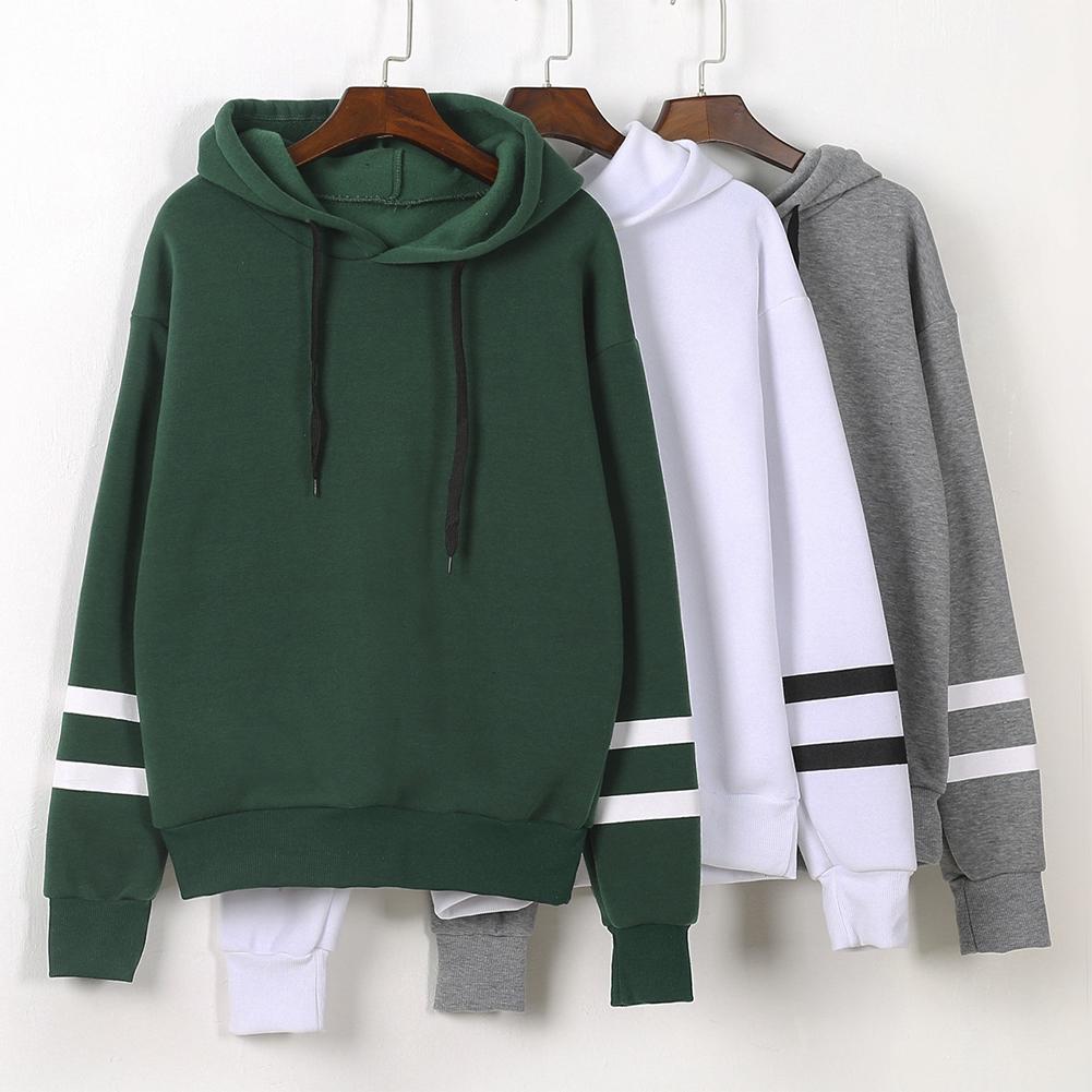 periwinkLuQ Women Sweatshirt Solid Color Striped Long Sleeve Loose Hooded Hoodies Pullover for Autumn Winter Casual periwinkLuQ Women Sweatshirt Solid Color Striped Long Sleeve Loose Hooded Hoodies Pullover for Autumn Winter Casual