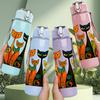 1PC Stacked Cat Cartoon Art 750ml Color Plastic Sports Water Bottle Leakproof Flip Straw Lid Suitable for Sports Office Home Use