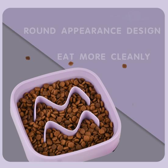 Slow Feeding Pet Bowl Anti-Choking Design Spill-proof Deep Pet Food Dish Square Pet Slow Down Eating Bowl
