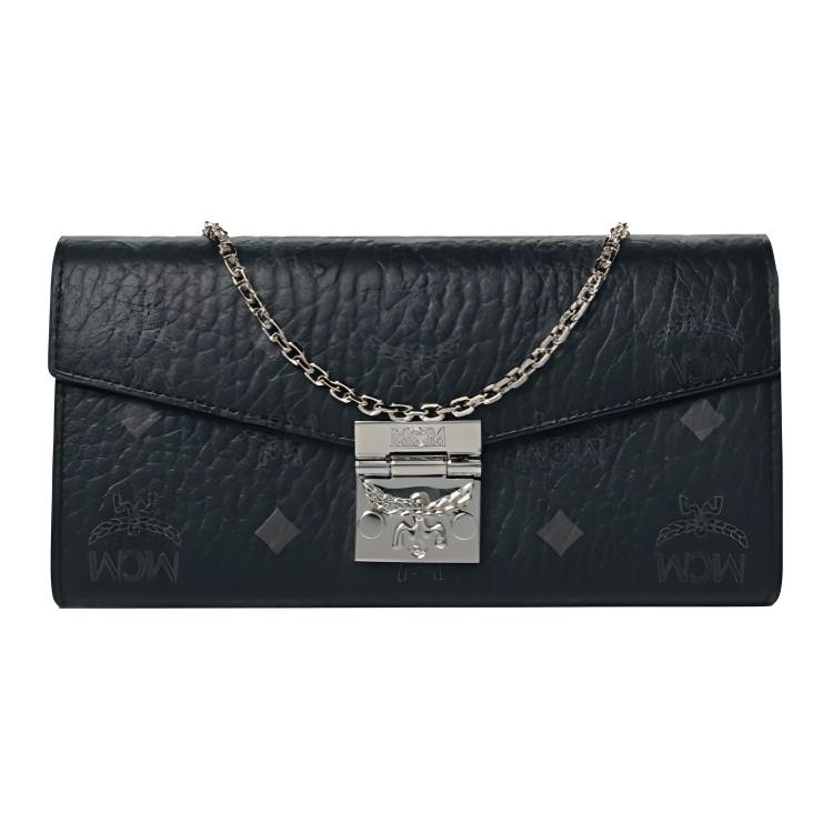 MCM Tracy Monogram Pasek na ramię z łańcuszkiem Portfel z powlekanego płótna i wykończeniem ze skóry Napa Torba crossbody Duże damskie torby Czarny MYLAAPA02BK001 Basic Set (Bag+Dust Bag) gray