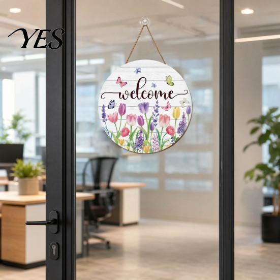 Durable Wooden Number Plaque Welcome Sign, Round Smooth Thorn-Free Hanging Wear-Resistant House Plate Wall Art Decoration, for Room Doors Office