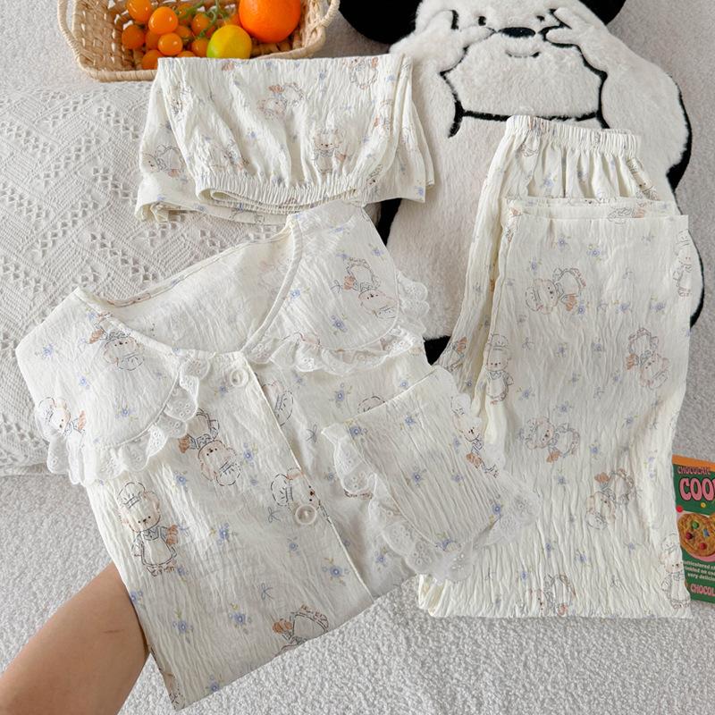 

Пижама женская летняя с коротким рукавом Cuisine Bear Cloud Cotton, комплект из трех предметов 2XL