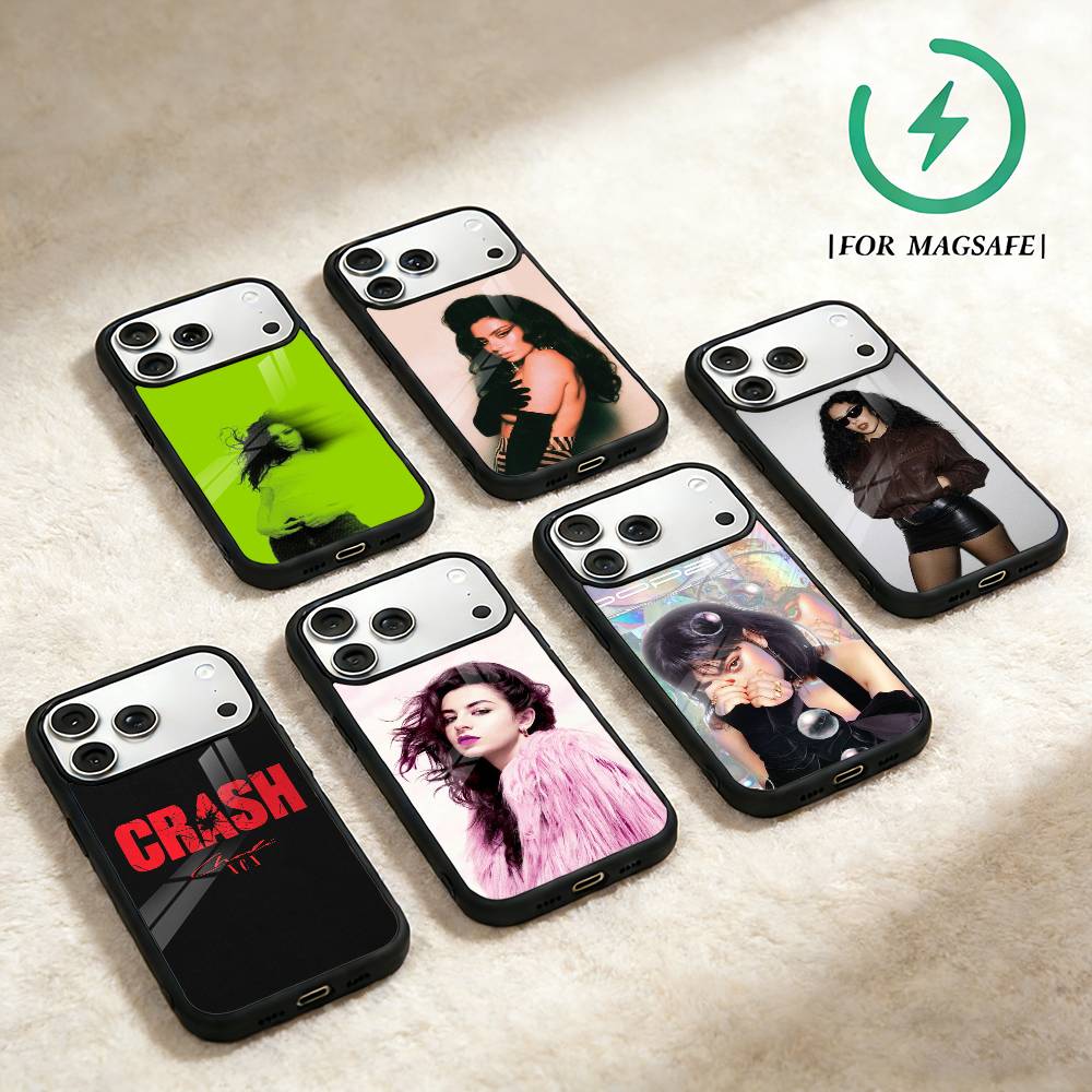 Singer C-Charli xcx Phone Case For iPhone 17 16 15 14 13 12 Pro Max Plus for Magsafe Mirror Wireless Magnetic Cover