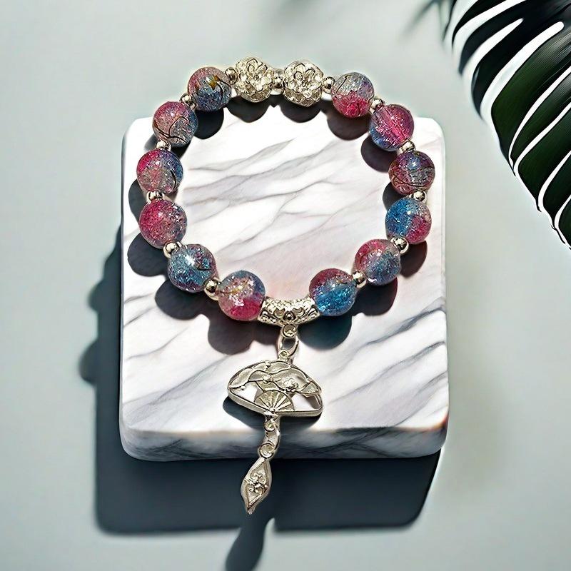 Super Fairy Forest Gradient Glass Bracelet - Chic Chinese Style Gift for Women and Best Friends, Lightweight Luxury Accessory