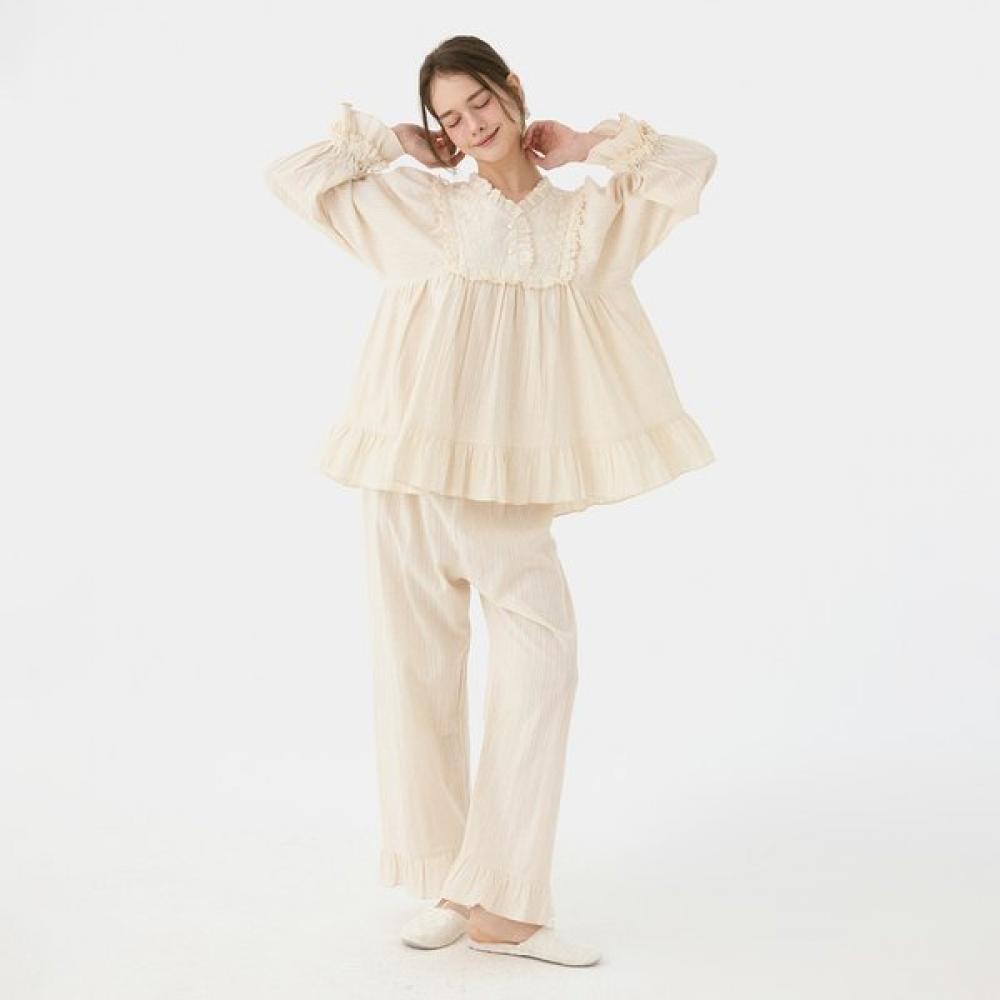 Lunaluz Women S Two Piece pajamaS Cotton V Neck Long SleeVe Daphne