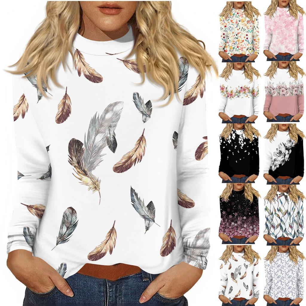 Women's Daily Casual Long Sleeve Mid Collar Top