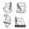 2-8pcs/set Cute Cat Enamel Pins Cartoon Big Eyes Black Kitties with Knife Animal Brooches Lapel Badge Jewelry Gifts For Friends