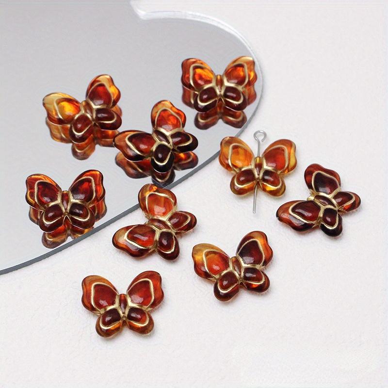 10 STK Vintage Bernstein Golden Verschmiert Perlen Rose Schleife Blatt Perlen Anhänger Acryl DIY Handgemachten Schmuck Armband Halskette Ohrringe Ohrstecker Schmuck Materialien