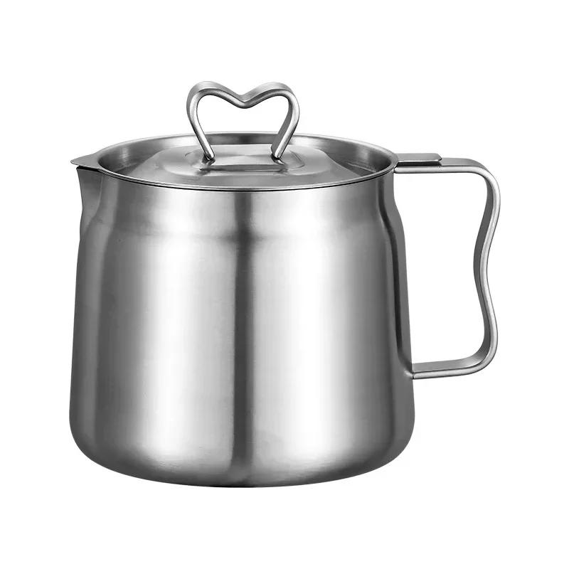 Kitchen 304 Stainless Steel Oil Filter Pot with Tray Large Capacity Lard Tank Residue Strainer Grease Separator Cooking