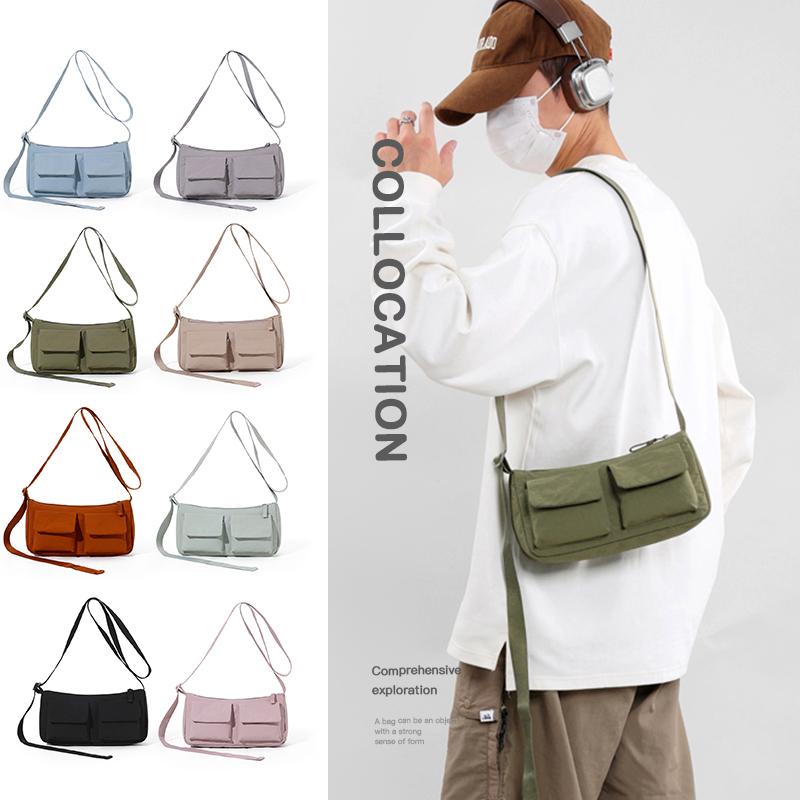 Bolsa Mensageiro Masculina para Deslocamento Bolsa de Ombro Leve Multibolsos Bolsa Feminina