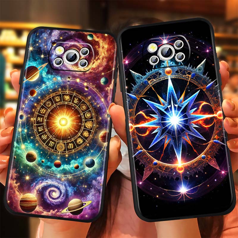 Cosmic Starry Sky Pattern Phone Case For Xiaomi Mi Poco F3 F4 F5 F6 X3 X4 X5 X6 X7 M3 M4 M5 M6 M7 GT Pro 5G Black