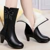Fashion Fleece-Lined Middle Heel Half High Boots for Women New Rock Gyaru In Gothic Mid Calf Shoes Woman Designer Luxury Work Footwear