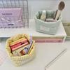 Plaid Stripe Grid Fabric Storage Basket Household Washable Decorative Bins Ins Stackable Miscellaneous Storage Basket