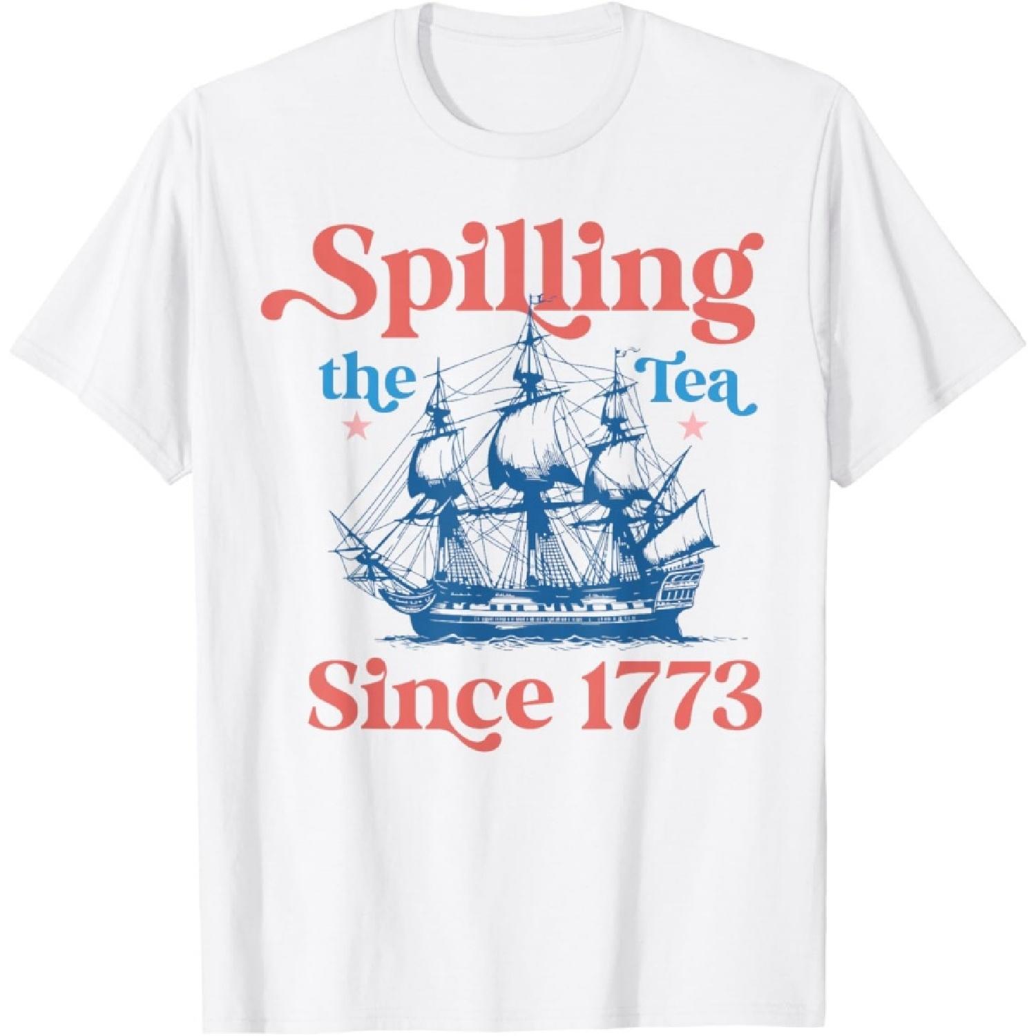 Spilling The Tea Since 1773 Vintage Us History Teacher T-Shirt XXXXXL белый