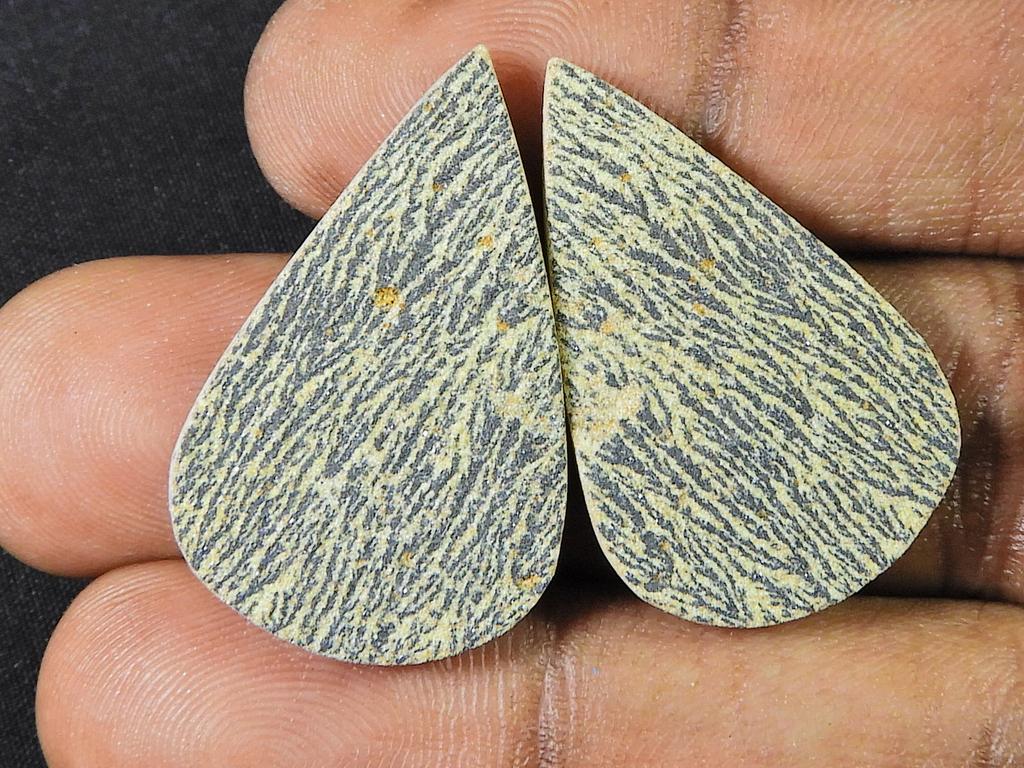 Natural Psilomelane Germane Dendrite pair Earring Making Stone 30X19X03 MM SK-783