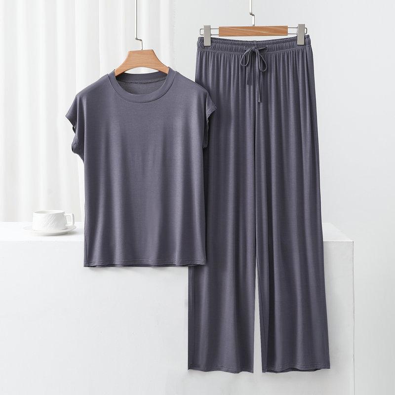 Modal Pajama Set Thin Homewear Sleeveless T Shirt Loose Wide Leg Trousers Casual Sets